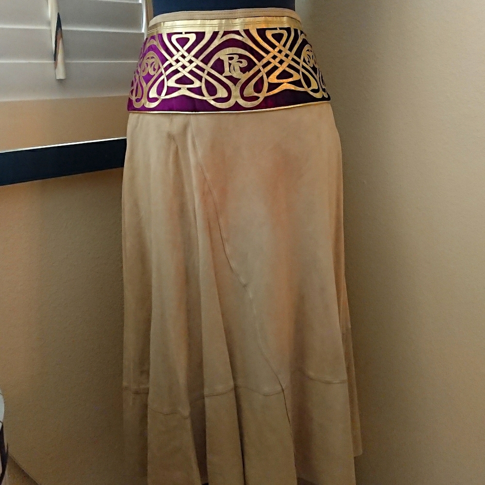 NWT Runway ROBERTO CAVALLI Suede Midi Skirt 40 / S